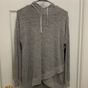 Gray hooded longsleeved shirt